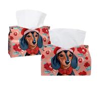 Confezione da 2 porta fazzoletti, simpatico bassotto parigino, rettangolare, dispenser per fazzoletti per il viso, per camera da letto, bagno, ufficio, casa