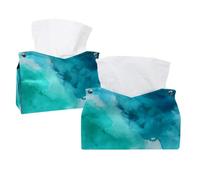 Confezione da 2 porta fazzoletti, turchese acquerello astratto texture rettangolare portatovaglioli per fazzoletti facciali per camera da letto, bagno, ufficio casa