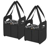 Confezione da 2 portabevande con manico, 4 portabicchieri riutilizzabili per bevande, portabevande per auto, portabevande portatile, pieghevoli, isolati, per la consegna di bevande