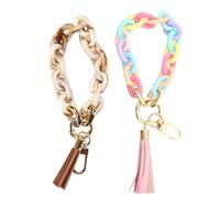 Confezione Da 2 Portachiavi Braccialetto, Portachiavi A Catena In Resina, Portachiavi Con Nappe, Portachiavi Da Donna Alla Moda, Portachiavi Multicolori Impiombati