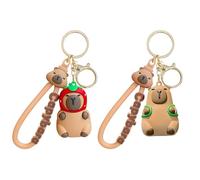 Confezione Da 2 Portachiavi Capibara, Portachiavi Simpatico Cartone Animato, Pendenti Decorativi Per Zaini, Portachiavi Animali Creativi