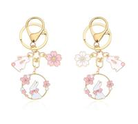Confezione Da 2 Portachiavi Con Ciondolo, Portachiavi Con Coniglio Fiore, Ciondolo Creativo, Portachiavi In Metallo, Portachiavi Carini Per Ragazze