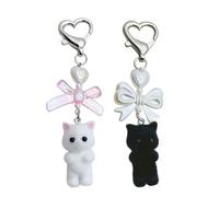 Confezione Da 2 Portachiavi Gatto Di Peluche, Ciondolo Gatto Con Fiocco, Portachiavi Gatto Carino, Ciondolo Per Borsa Gatto Cartone Animato, Portachiavi Regalo Per Gli Amanti Dei Gatti