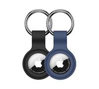 Confezione da 2: portachiavi in silicone compatibile con AirTag per AirTag, portachiavi per AirTag, portachiavi, catenine, per Apple per AirTag GPS, accessori per ricerca oggetti, nero e blu