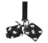 Confezione da 2 portafogli doppi da donna con porta carte staccabili con portachiavi, Pattern All Saints' Day Happy Halloween Spooky, 4.13"(L) x 3.5"(W), Accessorio da viaggio