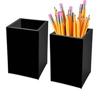 Confezione da 2 portapenne in acrilico per penne, matite, bicchieri, cancelleria, pennelli da trucco, organizer per caramelle, tavolo da scrivania, forniture per ufficio e scuola, 6,5 x 6,5 x 10 cm