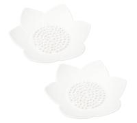 Confezione da 2 portasapone a forma di fiore di loto, per doccia a vapore, con scolapiatti in silicone antiscivolo, per lavello da cucina, bagno, bancone doccia, bianco
