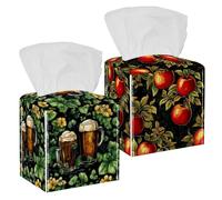 Confezione da 2 portatovaglioli quadrati in pelle PU con scritta "Happy Thanksgiving Birthday", per casa, ufficio, auto, carta facciale