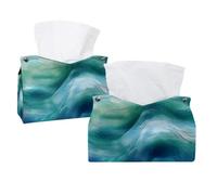 Confezione da 2 portatovaglioli rettangolari con motivo astratto verde e blu, onde oceaniche, per camera da letto, bagno, ufficio, casa