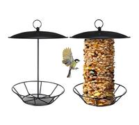 Confezione da 2 pratiche mangiatoie per uccelli da appendere, facili da installare, struttura in metallo per il posizionamento del giardino, mangiatoie da appendere per uccelli