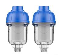Confezione da 2 pre-filtri da giardino da 5,1 cm, 40 μm, in acciaio inox 316, riutilizzabili, per tubi dell'acqua, cucina, bagno, irrigazione esterna, blu (A)