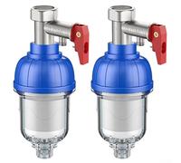 Confezione da 2 pre-filtri da giardino da 5 cm, 40 μm, in acciaio inox 316, riutilizzabili, per tubi dell'acqua, cucina, bagno, irrigazione esterna, blu (C)