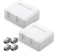 Confezione da 2 prese di rete universali CAT 7 + 4 pezzi CAT 7 Keystone RJ45 modulo da parete, scatola di giunzione, presa LAN per 10 Gigabit Ethernet, presa di rete (bianco)