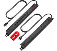 Confezione da 2 prese multiple girevoli montabili, protezione contro le sovratensioni da parete con 12 uscite, resistente e versatile, in metallo, aspetto elegante, robusto e