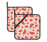 Confezione da 2 presine per cucina, motivo anguria, resistenti al calore, con tasche ad anello per appenderle, per forno, microonde, per cucinare, campeggio, cottura