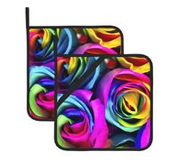 Confezione da 2 presine per cucina, resistenti al calore, con tasche ad anello per appendere, per forno, microonde, per cucinare, campeggio, cottura