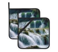 Confezione da 2 presine per cucina, resistenti al calore, per controsoffitti, cascate, risorse idriche, forno, set di presine lavabili, sottopentola per cottura al forno, tappetino caldo da 20,3 cm