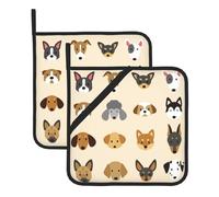 Confezione da 2 presine per cucina, simpatiche presine a forma di testa di cucciolo di cane, resistenti al calore, con tasche ad anello per appenderle, panni per forno a microonde, per cucinare,
