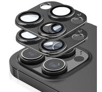 Confezione da 2 protezioni per obiettivo della fotocamera per iPhone 16 Pro Max/iPhone 16 Pro, in lega di alluminio e vetro temperato zaffiro, forte adesione, antigraffio, facile da installare (nero)