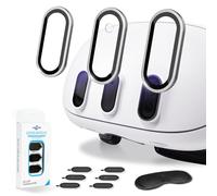 Confezione da 2 protezioni per obiettivo fotocamera e 1 copriobiettivo integrato per Oculus Meta Quest 3 accessori, telaio in lega, vetro temperato durezza 9H, antigraffio, ad alta definizione