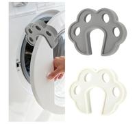 Confezione da 2 puntelli aperti per sportello della lavatrice, caricamento frontale, in silicone, per lavastoviglie, lavanderia, porta per una corretta ventilazione e asciugatura (grigio, bianco)