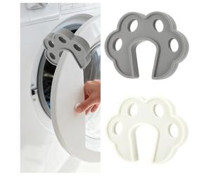 Confezione da 2 puntelli aperti per sportello della lavatrice, caricamento frontale, in silicone, per lavastoviglie, lavanderia, porta per una corretta ventilazione e asciugatura (grigio, bianco)