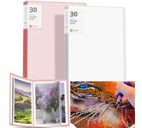 Confezione da 2 quaderni formato A3 per pittura con diamanti, accessori per pittura a diamante, con 30 tasche protettive (2 pezzi, rosa e bianco)