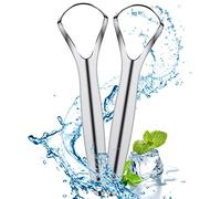 Confezione da 2 raschietti per lingua in acciaio inox, per la pulizia della lingua a testa larga, per ridurre l'alito cattivo per l'igiene orale e l'alito fresco