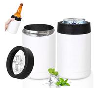Confezione da 2 refrigeratori per lattine in acciaio inox da 350 ml - Raffreddatore per lattine di birra a doppia parete isolato sottovuoto, a prova di sudore antiscivolo per birra e soda