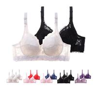 Confezione da 2 reggiseni da donna con ferretto push up in pizzo - Bra taglie grandi Minimizer reggiseni trasparenti non imbottiti biancheria intima classica a coppa piena Bralette lingerie da donna