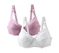 Confezione da 2 Reggiseni da Donna con Ferretto Push Up in Pizzo Reggiseni con Forte Supporto per Grandi Seni Reggiseno Bralette Set Classico Biancheria Intima per il Sonno Morbida e Confortevole con