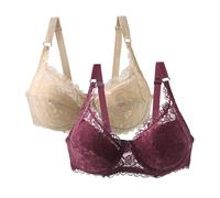 Confezione da 2 Reggiseni da Donna con Ferretto Push Up in Pizzo Reggiseni con Forte Supporto per Grandi Seni Reggiseno Bralette Set Classico Biancheria Intima per il Sonno Morbida e Confortevole con