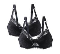 Confezione da 2 Reggiseni da Donna con Ferretto Push Up in Pizzo Reggiseni con Forte Supporto per Grandi Seni Reggiseno Bralette Set Classico Biancheria Intima per il Sonno Morbida e Confortevole con