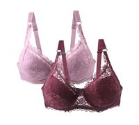 Confezione da 2 Reggiseni da Donna con Ferretto Push Up in Pizzo Reggiseni con Forte Supporto per Grandi Seni Reggiseno Bralette Set Classico Biancheria Intima per il Sonno Morbida e Confortevole con