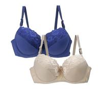 Confezione da 2 reggiseni da donna con ferretto push up, reggiseno da donna, taglie forti, con spalline regolabili, set di reggiseno morbido imbottito, tenuta forte, bustino per tutti i giorni e il