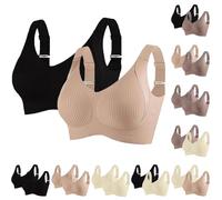 Confezione da 2 reggiseni da donna senza ferretto, reggiseno push up, senza cuciture, comodi reggiseni morbidi, aderenti, senza cuciture, classici, coppe complete, reggiseno sportivo, biancheria