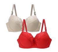 Confezione da 2 reggiseni minimizzanti da donna, in pizzo floreale, push-up, reggiseno a coppa piena, reggiseni da donna con ferretto, biancheria intima morbida e confortevole, #03, 110F