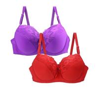 Confezione da 2 reggiseni minimizzanti da donna, in pizzo floreale, push-up, reggiseno a coppa piena, reggiseni da donna con ferretto, biancheria intima morbida e confortevole, #05, 105B