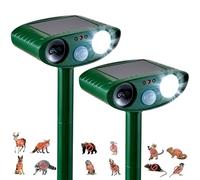 Confezione da 2 repellenti solari per animali per procioni, cervi e scoiattoli, luce stroboscopica, deterrente per esterni, per gatti, cani, procioni, conigli, puzzole, volpi e altro
