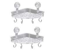 Confezione Da 2 Ripiani A Ventosa Triangolari In Plastica, Scaffalature A Parete Non Perforate Per Bagni, Servizi Igienici, Cucine E Lavabi (Trasparente)