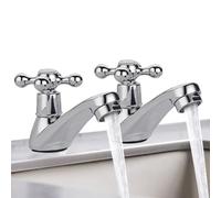 Confezione Da 2 Rubinetti Da Bagno Tradizionali, Rubinetti Per Acqua Calda E Fredda Cromati, Rubinetti In Stile Vittoriano, Rubinetti Per Vasca Da Bagno In Argento Opaco