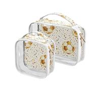 Confezione da 2 sacchetti da toilette da uomo trasparenti a forma di pallone da calcio, colore oro, approvati dalla TSA, trasparente, per pennelli da trucco, conformi alle compagnie aeroportuali