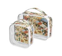 Confezione da 2 sacchetti da toilette trasparenti per pittura artistica beige bazar piccola borsa da toilette approvata TSA borsa da viaggio trasparente essenziale per la rasatura, pittura artistica