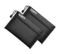 Confezione da 2 sacchetti ignifughi compatti con isolamento termico e chiusura resistente all'acqua per salvaguardare denaro e oggetti essenziali