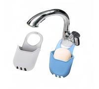 Confezione da 2 sacchetti impermeabili in silicone morbido, sacchetti porta sapone autodrenanti, porta sapone for cucina e bagno (grigio, blu)