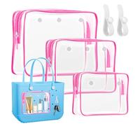Confezione da 2 sacchetti interni trasparenti con 2 ganci per inserire borse Bogg, divisori per cosmetici da viaggio, organizer pulito per trucchi, Rosa