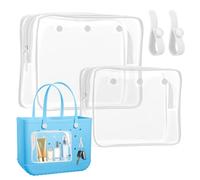 Confezione da 2 sacchetti interni trasparenti con 2 ganci per inserire borse Bogg, divisori per cosmetici da viaggio, organizer pulito per trucchi, bianco, moderno