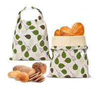 Confezione da 2 Sacchetti per il pane di cera d'api, 43×33 cm