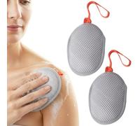 Confezione da 2 sacchetti per sapone, sacchetto per sapone in rete grigia per doccia, sacchetto per il lavaggio del corpo con cordino per asciugatura rapida e formazione di schiuma