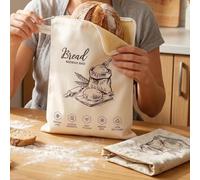 Confezione da 2 sacchetti riutilizzabili in cera d'api realizzati con esterno in cotone e lino e fodera in cera d'api naturale per conservare la pasta madre fatta in casa (1 confezione)